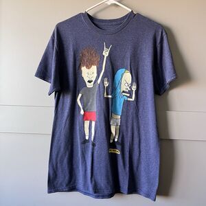 Beavis And Butt-Head Graphic T-shirt‎ Men Medium Blue Short Sleeve MTV 90s